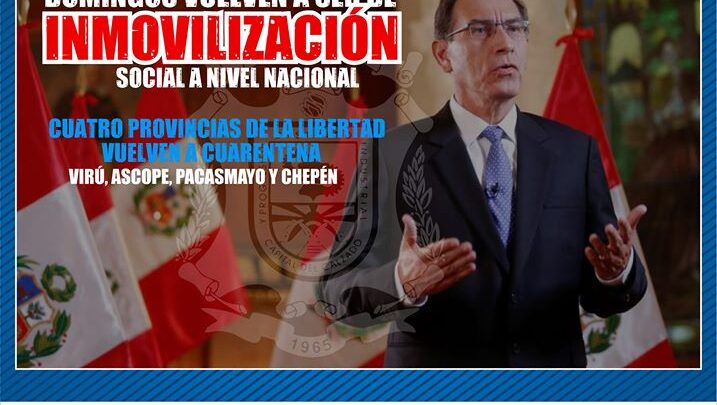 COVI-19 INMOVILIZACIÓN: Los domingos volverán a ser de inmovilidad total para todo el Perú.