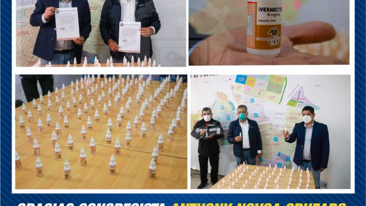 COVI-19 DONACIÓN IVERMECTINA: Gracias al congresista Anthony Novoa, El Porvenir recibe 1000 dosis de ivermectina.