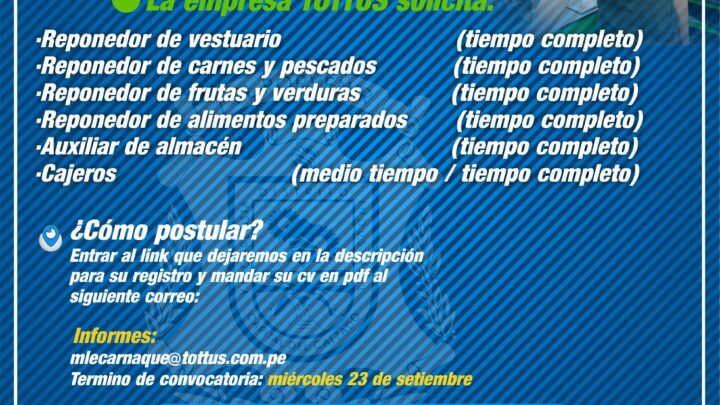 Oferta Laboral | Postula para un puesto de trabajo en TOTUS.