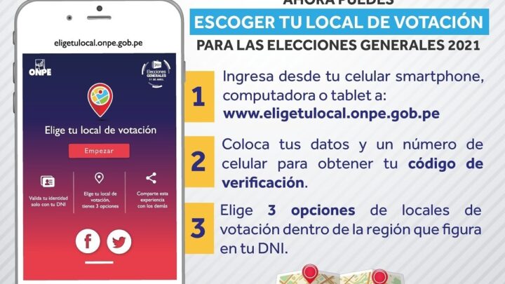 ONPE | Elije tu lugar de votación mas cercano.
