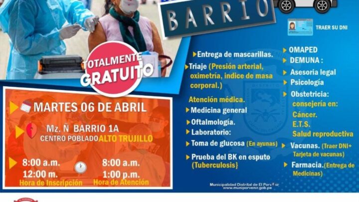 Campaña de Salud Médico en Tu Barrio | Te esperamos este 06 de Abril.
