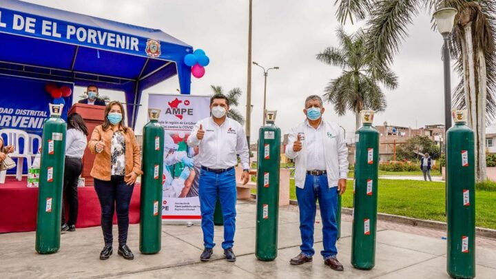 Municipalidad de El Porvenir recibe 8 balones de oxigeno del AMPE la Libertad.