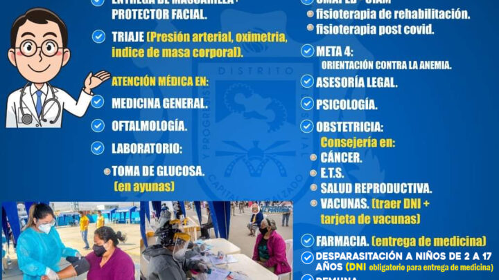 Campaña de salud gratuita Medico en Tu Barrio, este 11 de Agosto.