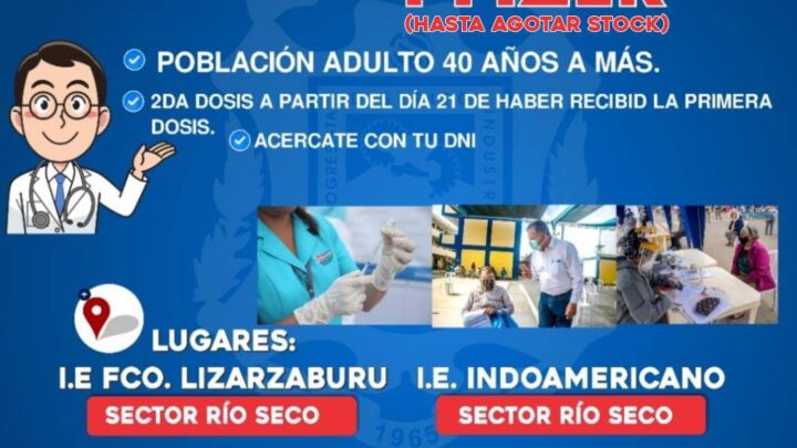 Vacunación contra el COVID-19 | Primera y segunda dosis mayores de 40 años.