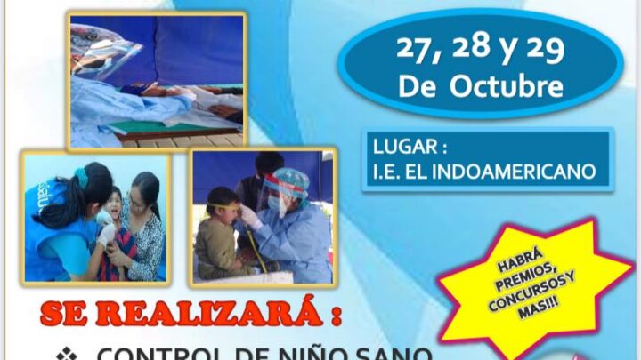 Gran campaña de Atención Integral del Niño, este 27,28 y 29 de Octubre