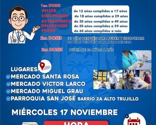 Vacunación contra el COVID-19 este 17 de Noviembre.