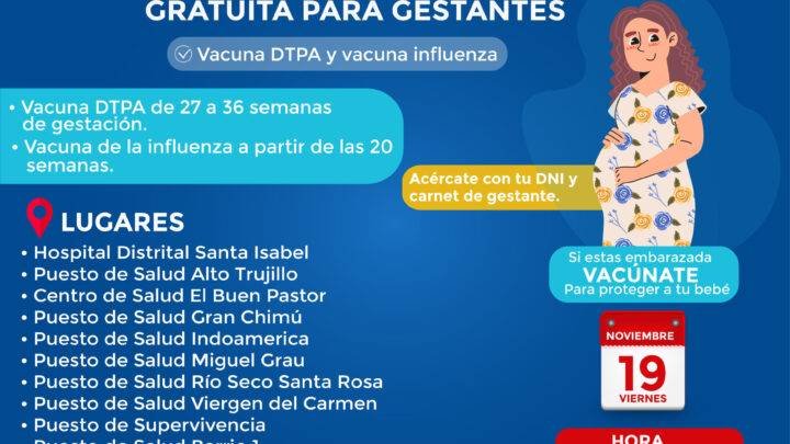 Gran campaña para vacunación gratuita para gestantes.