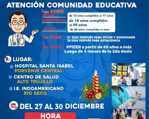 Vacunación contra el COVID-19 del 27 al 30 de Diciembre.