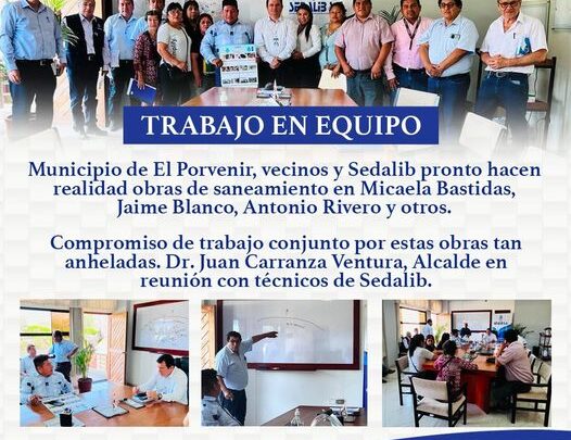 Gestión | Reunión satisfactoria con funcionarios de SEDALIB para el saneamiento de obras pendientes.